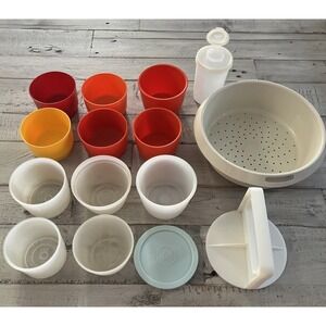 Tupperware 15 Misc Items - Snack Cups,‎ S/P Shaker, Colander, Burger Press